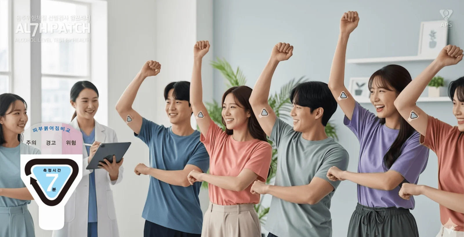 알쓰패치 건강증진 캠페인 현장 — 참여자와 보건 담당자